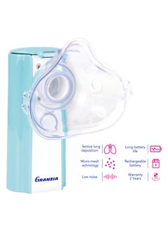Granzia Pure Mesh Nebulizer, Portable Micro-Mesh Technology, Rechargeable Battery, Low Noise, Effective Lung Deposition, 2-Year Warranty