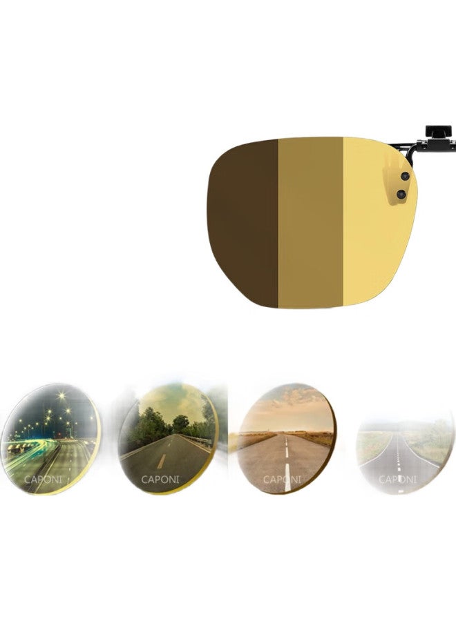 CAPONI Polarized Sunglasses Clip-On Color-Changing Night Vision Glasses For Men And Women, Day And Night Use, Sunglasses For Driving, Anti-Glare High Beam - Image 3