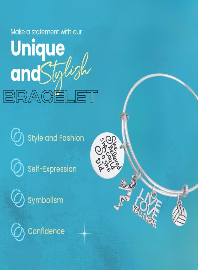 Infinity Collection Volleyball Bangle Bracelet - Stainless Steel Adjustable Jewelry with Inspirational Charms, Motivational Gift for Players, Coaches, and Fans - Image 5