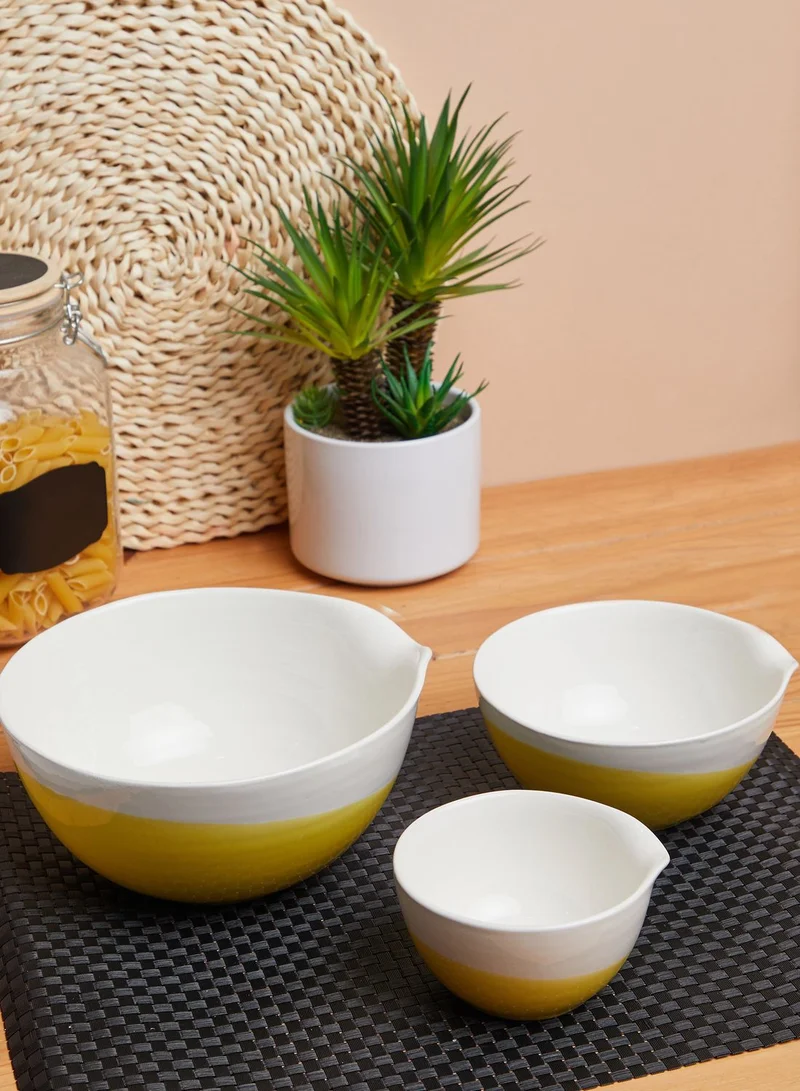 Fenella Smith London Set Of 3 Yellow Dip Nested Bowls