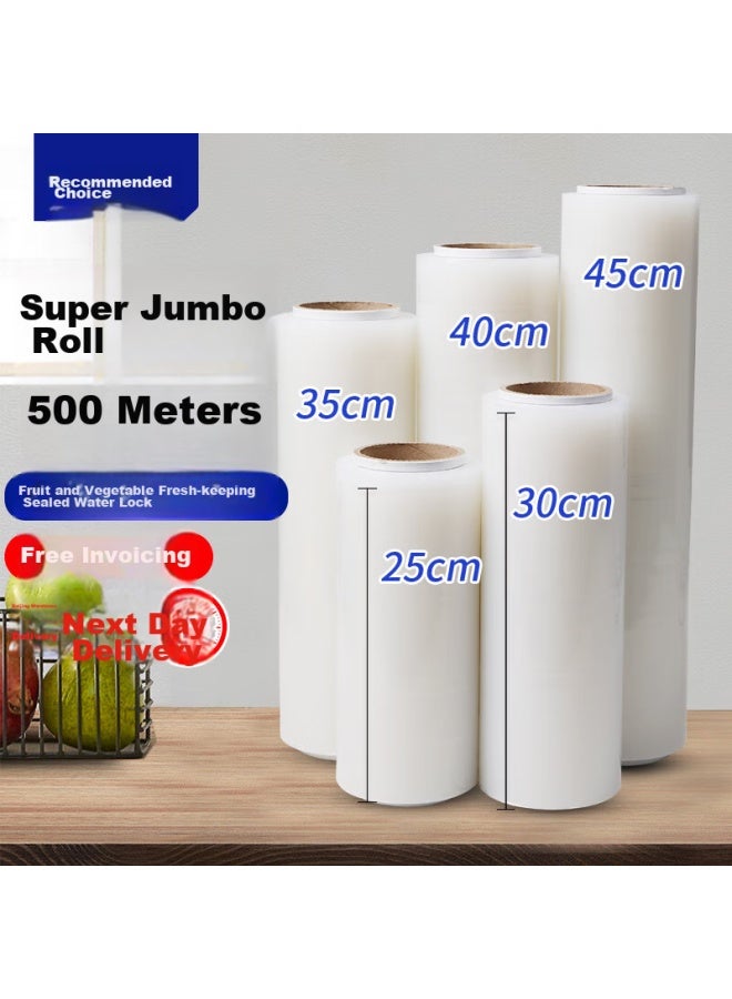 Yessel Yizhixuan Cling Film, Small Size 25cm X 500m, Food-grade Pe, Microwave-safe, Commercial Use, Large Roll, Tear-off, Disposable Food Wrap - Image 1