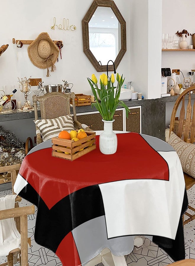 Ldtrchee Red Black Grey Tablecloth Waterproof Tablecloths Square 54 x 54 Inch, Middle Century Table Cloth, Irregular Geo Abstract Art Oil-Proof Table Cover for Dining/Buffet/Camping - Image 4