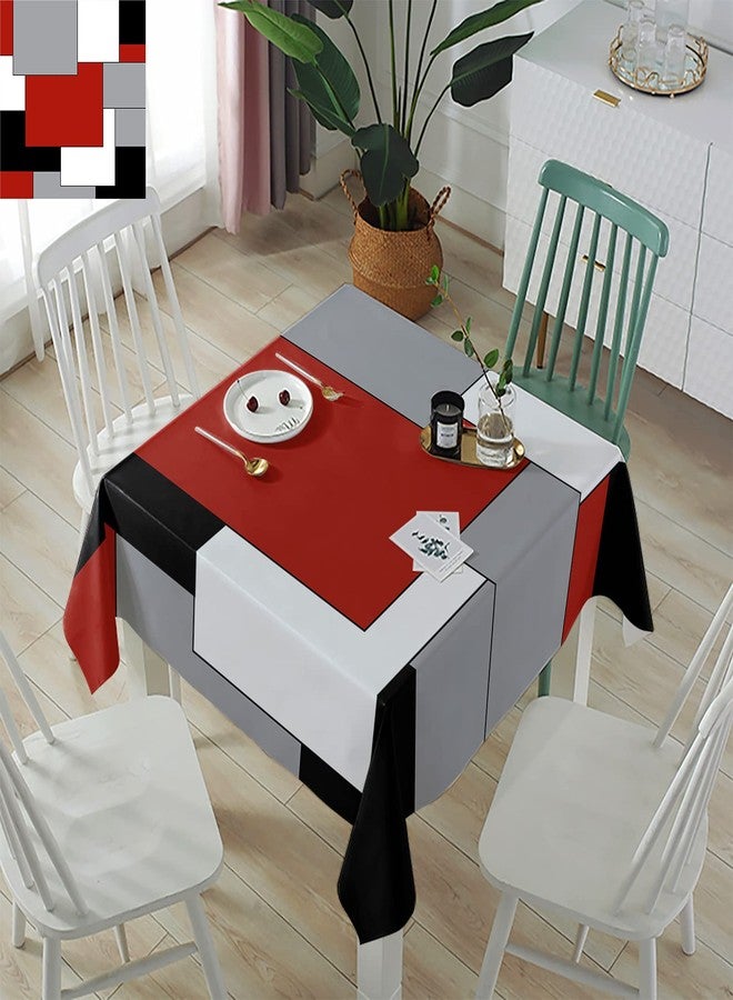 Ldtrchee Red Black Grey Tablecloth Waterproof Tablecloths Square 54 x 54 Inch, Middle Century Table Cloth, Irregular Geo Abstract Art Oil-Proof Table Cover for Dining/Buffet/Camping - Image 1