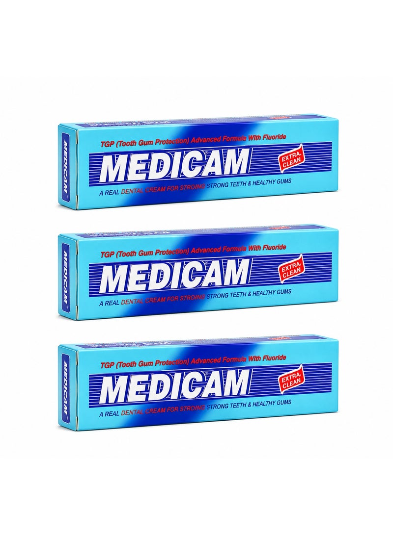 Medicam Toothpaste 100G 3PCS – Fluoride Dental Cream for Strong Teeth & Healthy Gums