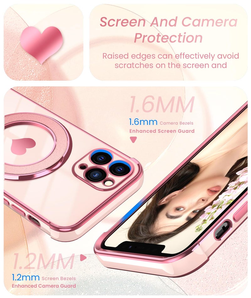 Liufcx for iPhone 11 Pro Love Heart Kickstand Case with Screen Protector: Luxury Plated Gold Edge Slim Soft TPU Full Camera Shockproof Protection Case Cover for iPhone 11 Pro 5.8" (Pink) - Image 3