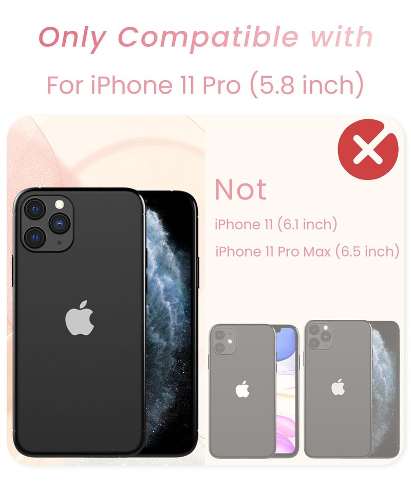 Liufcx for iPhone 11 Pro Love Heart Kickstand Case with Screen Protector: Luxury Plated Gold Edge Slim Soft TPU Full Camera Shockproof Protection Case Cover for iPhone 11 Pro 5.8" (Pink) - Image 2