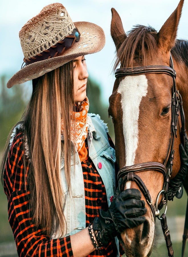 Funcredible Straw Cowboy Hat - Summer Cowgirl Hat - Vintage Cowboy Hat with 3 Replaceable Hat Bands - Western Hat, Cowboy Attire for Men and Women (Style5) - Image 5