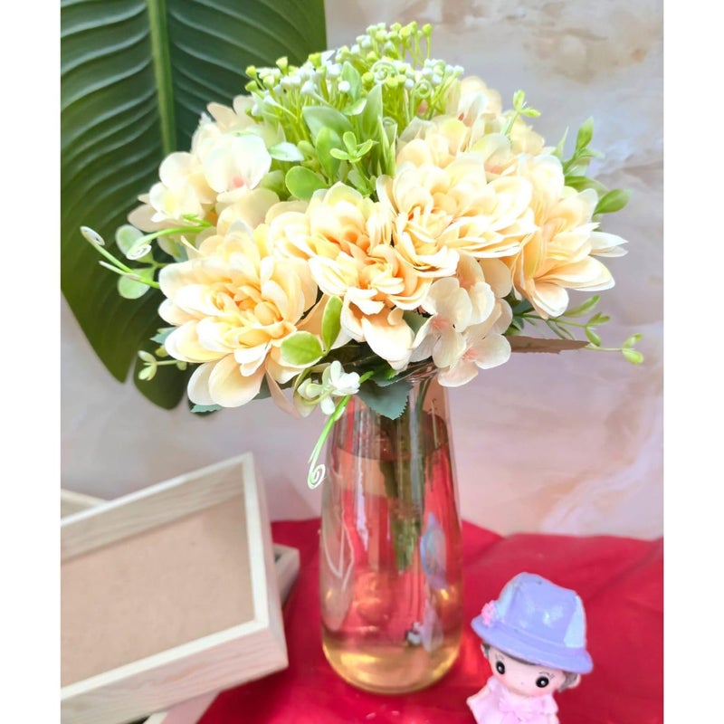 VRB Dec 2 Pcs Artificial Flower Bunch Lily Star, Flowers Sticks Artificial Flowers for Home Decor,Bedroom, Living Room, Table, Balcony, Office, Wedding, Pooja. (Peach Lily Bunch) - Image 4