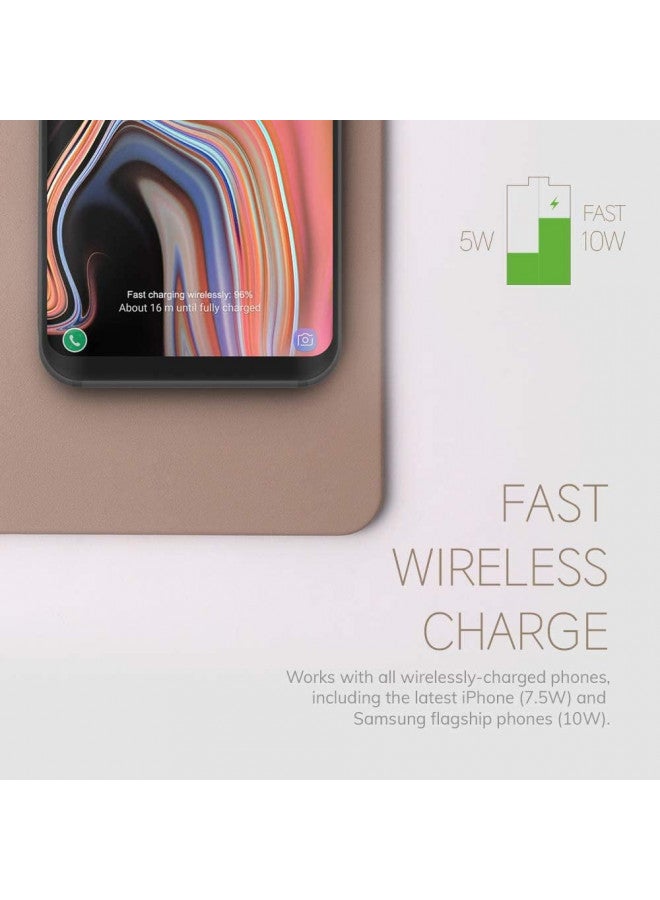 Pout POUT - H3 PRO Qi Wireless Charging Mouse Pad Mat for MacBook, Laptop & Desk - Charges iPhone, Airpods, Samsung Galaxy (Latte Cream) - Image 4