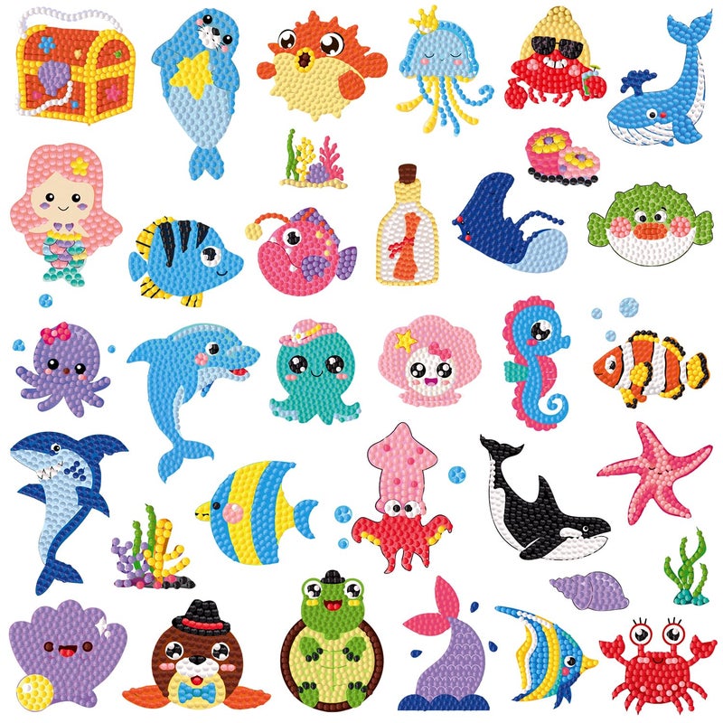 Labeol Diamond Art Kits for Kids Boys and Girls Ages 681012 Easy to DIY Creative Diamond Art Sticker Craft by Numbers Kits for Kids and Adult Beginners sea - Image 2