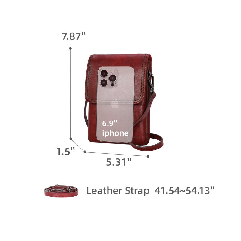 Iswee Leather Crossbody Bags for Women RFID Blocking Cell Phone Purse Small Anti-Theft Zippered with Card slots (Wine) - Image 4