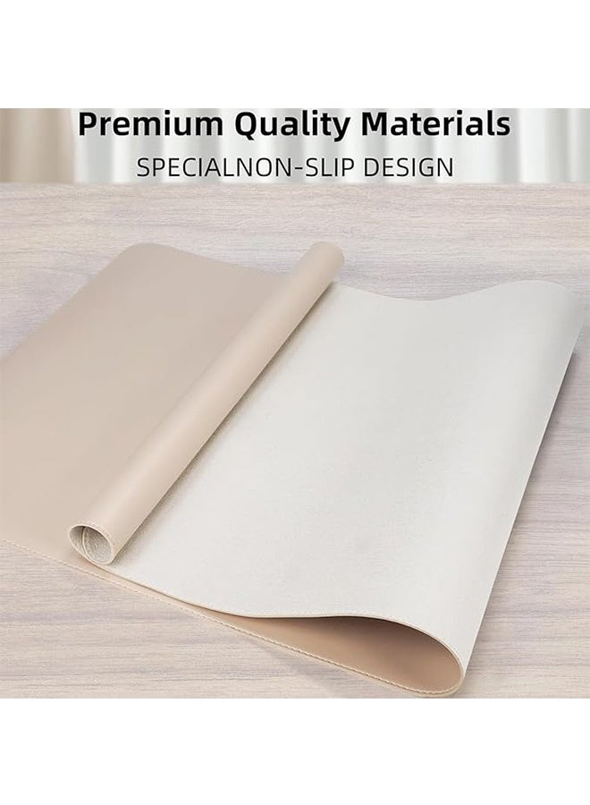 تودي جي هو الجلد مكتب الماوس وسادة حامي، غير انزلاق الجدول وسادة Blotter الكمبيوتر المحمول الماوس حصيرة ماء الكتابة وسادة للمكتب والمنزل (بيج، 90x43 سم) - Image 2