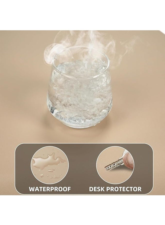 تودي جي هو الجلد مكتب الماوس وسادة حامي، غير انزلاق الجدول وسادة Blotter الكمبيوتر المحمول الماوس حصيرة ماء الكتابة وسادة للمكتب والمنزل (بيج، 90x43 سم) - Image 4