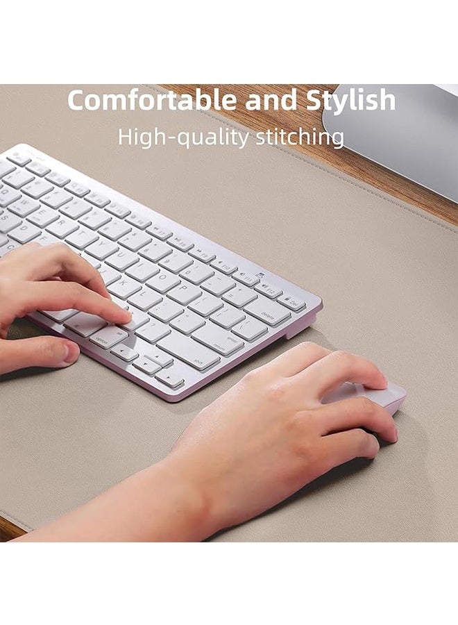 تودي جي هو الجلد مكتب الماوس وسادة حامي، غير انزلاق الجدول وسادة Blotter الكمبيوتر المحمول الماوس حصيرة ماء الكتابة وسادة للمكتب والمنزل (بيج، 90x43 سم) - Image 3