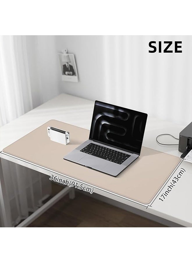 تودي جي هو الجلد مكتب الماوس وسادة حامي، غير انزلاق الجدول وسادة Blotter الكمبيوتر المحمول الماوس حصيرة ماء الكتابة وسادة للمكتب والمنزل (بيج، 90x43 سم) - Image 5