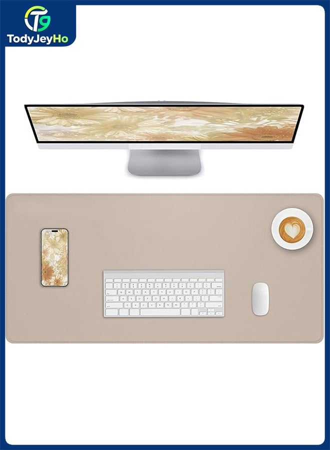 تودي جي هو الجلد مكتب الماوس وسادة حامي، غير انزلاق الجدول وسادة Blotter الكمبيوتر المحمول الماوس حصيرة ماء الكتابة وسادة للمكتب والمنزل (بيج، 90x43 سم) - Image 1