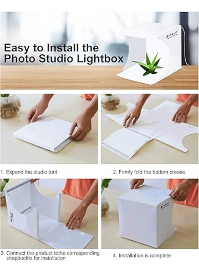 Generic POLOZ Light Box 7.8’/20CM Folding Photo Box for Small Product Suitable for Business selling Items Online with USB Cable 40 Lamp Beads 6 Colors Backdrops  - Image 5