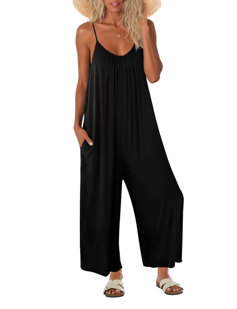 Buauty Womens Summer Jumpsuits Casual Sleeveless Jumpers Loose Rompers Adjustable Strap Boho Jumpsuit Dressy 2025 Clothes - Image 1