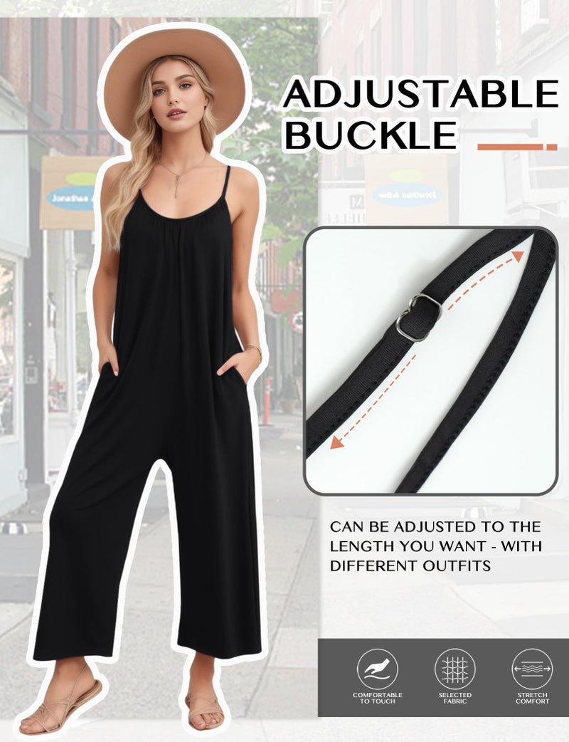 Buauty Womens Summer Jumpsuits Casual Sleeveless Jumpers Loose Rompers Adjustable Strap Boho Jumpsuit Dressy 2025 Clothes - Image 3