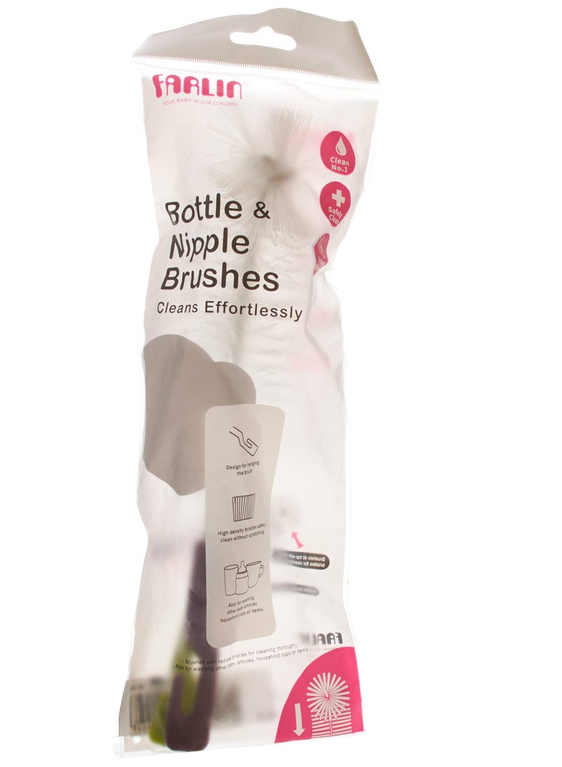 فارلين فرش الزجاجة والحلمة للأطفال، عبوة من قطعة واحدة - Image 1