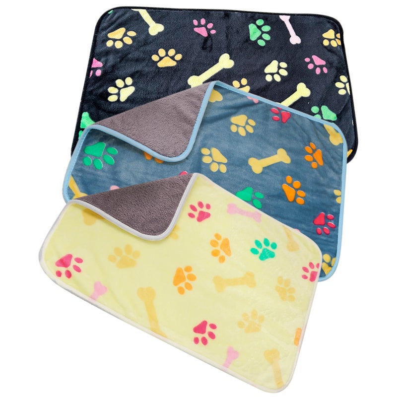 3pcs Animal Blankets Washable Pet Cage Liners Sleep Mat Warm Dog Cat Blanket - Image 1