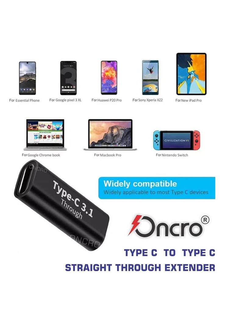 Generic - ONCRO® C to c adapter, type c female to female, type c extender, type c to c female plug adapter, usb 3.1 type c adapter extension cord for laptop, tablet, mobile phone - Image 1