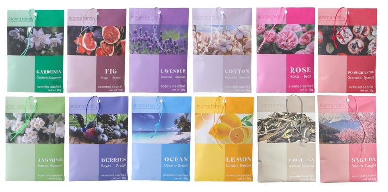 Style Keepers 12 Pack Random Fragrance Pouch Natural Powder 10gm Each Sachet Scent Long Lasting Air Freshener for Wardrobe, Cupboard, Home, Shoe Rack, Office, Bathroom, Closet, Car, Travel Bag (12) - Image 1