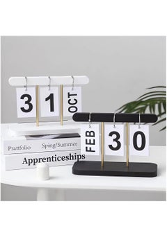 Generic Flip Calendar For Desk, Wooden Perpetual Calendar With Large Display Daily Wooden Desk Calendar for Office, Home, Classroom, Reusable Office Desk Decor Desk Accessories (White)  - Image 4