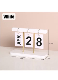 Generic Flip Calendar For Desk, Wooden Perpetual Calendar With Large Display Daily Wooden Desk Calendar for Office, Home, Classroom, Reusable Office Desk Decor Desk Accessories (White)  - Image 3