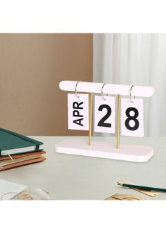Generic Flip Calendar For Desk, Wooden Perpetual Calendar With Large Display Daily Wooden Desk Calendar for Office, Home, Classroom, Reusable Office Desk Decor Desk Accessories (White)  - Image 2