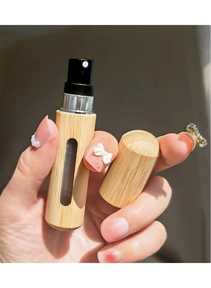 Bamboo Shell Perfume Atomizer – Refillable 5ml & 8ml Mini Spray Bottles with Visible Window, Travel-Friendly Fragrance Dispenser  - Image 1