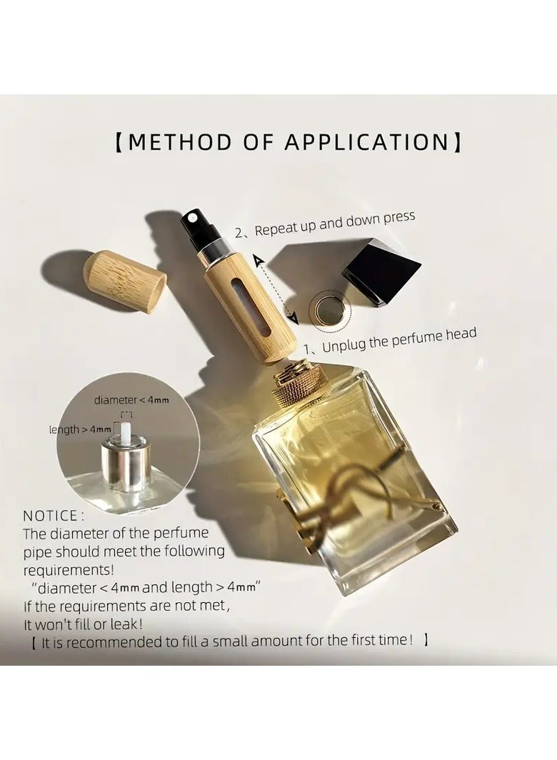 Bamboo Shell Perfume Atomizer – Refillable 5ml & 8ml Mini Spray Bottles with Visible Window, Travel-Friendly Fragrance Dispenser  - Image 2