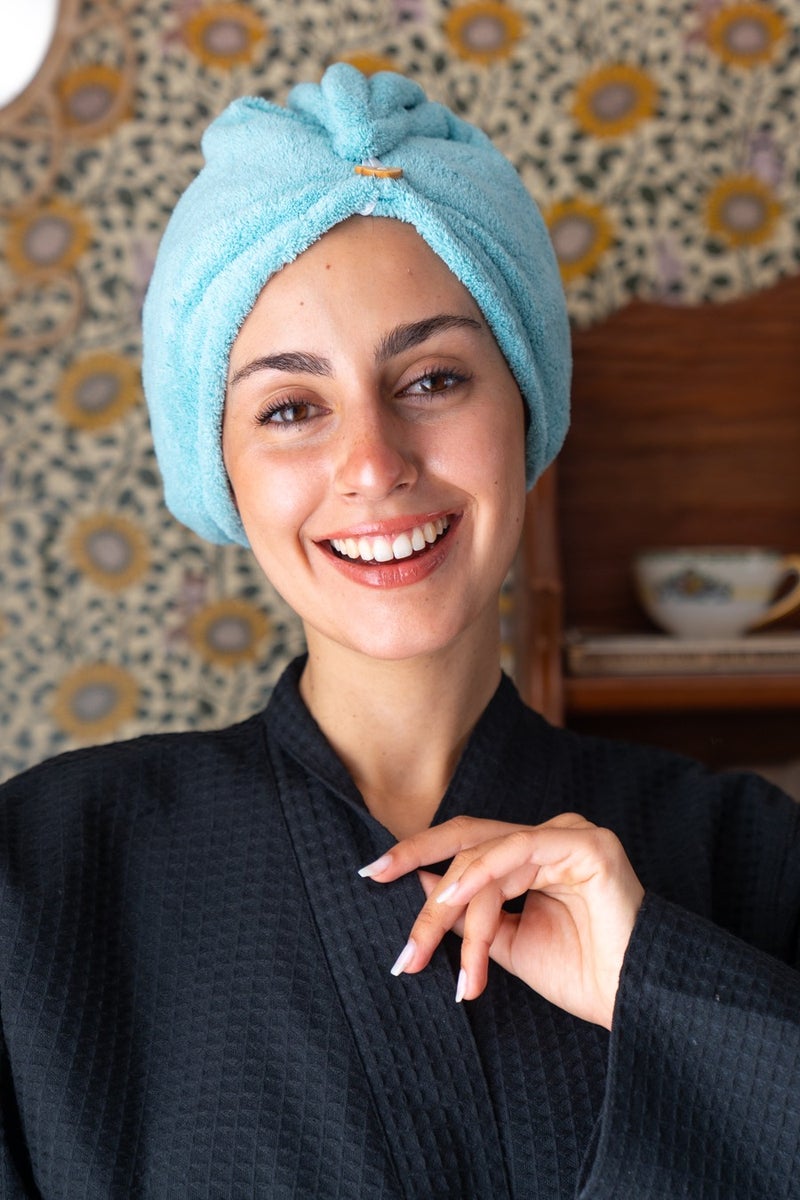 More cottons Microfiber Hair Towel 100% Microfiber (Blue)  - Image 3