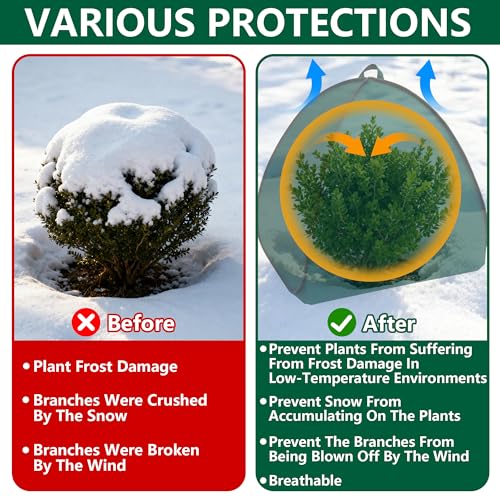 DECOHS 2 Pcs Pop Up Shrub Covers Frost Protection Tent, 22" x 22" x 22" Winter Plant Cover Freeze Protection, Warm Garden Plant Protector Tent for Protecting Outdoor Shrub Fruit Potted Plants from Snow & Ice - Image 5