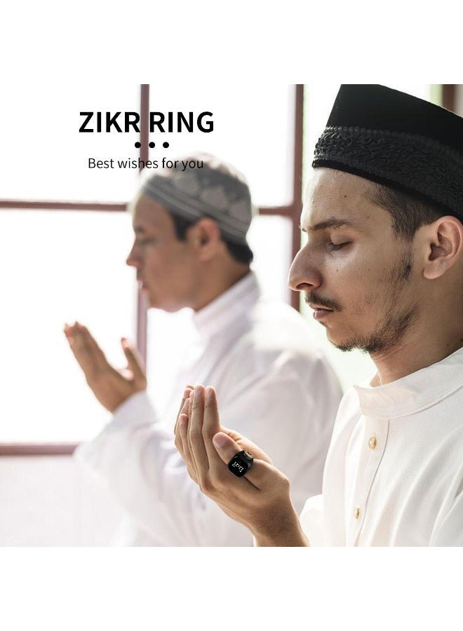 ‌زيكسينغ خاتم الأسود أحدث إصدار 2026 خاتم مسلم ذكي عصري تكنولوجي مع تذكير بالصلاة عداد تسبيح توجيه اتجاه شاشة OLED HD عمر بطارية طويل - Image 3