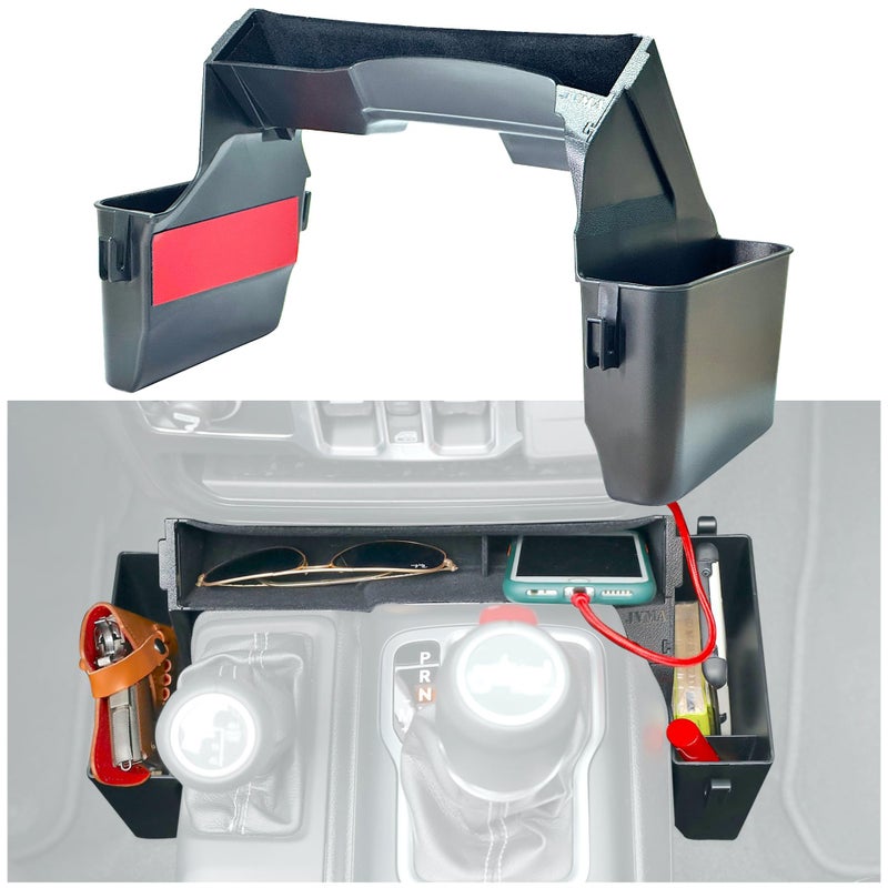 JVMA Center Console Organizer Gear Shift Tray for Jeep Gladiator Accessories and Jeep Wrangler JL JLU 2026 2025 2024-2018 Rubicon Sahara 4xe Storage Box Hook (US Patent) Interior - Image 1