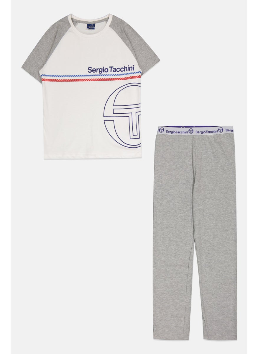 Sergio Tacchini Kids Boy 2 Piece Graphic Printed Pajama Set, White  - Image 2