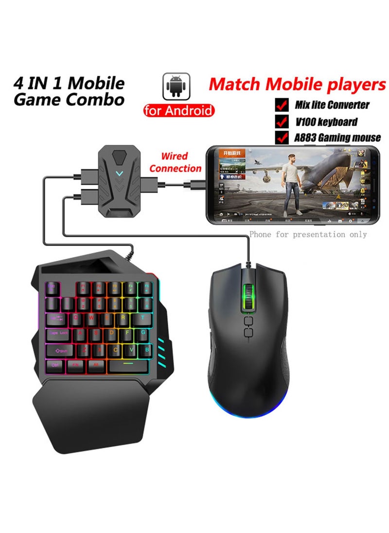 Arabian Gear - 4 In 1 Mobile gaming Combo pack Including Keyboard And Mouse Wired RGB Gaming Mouse 35 Keys Single-Hand Gaming Keyboard P8 Portable Android Keyboard Mouse Converter Combo Mobile Gaming - Image 1