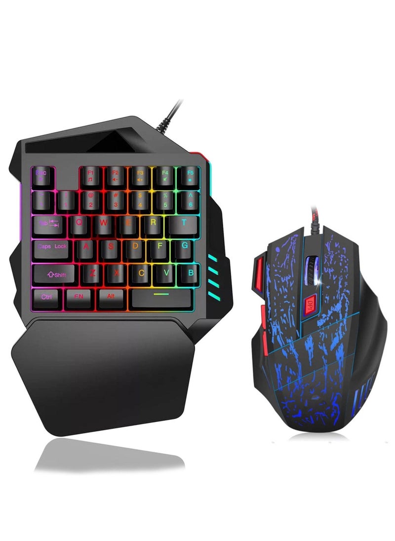 Arabian Gear - 4 In 1 Mobile gaming Combo pack Including Keyboard And Mouse Wired RGB Gaming Mouse 35 Keys Single-Hand Gaming Keyboard P8 Portable Android Keyboard Mouse Converter Combo Mobile Gaming - Image 1