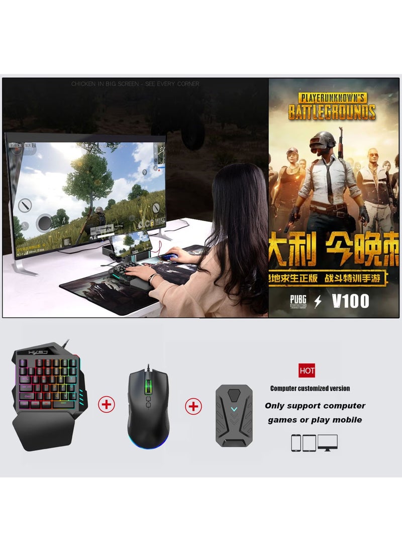 Arabian Gear - 4 In 1 Mobile gaming Combo pack Including Keyboard And Mouse Wired RGB Gaming Mouse 35 Keys Single-Hand Gaming Keyboard P8 Portable Android Keyboard Mouse Converter Combo Mobile Gaming - Image 1