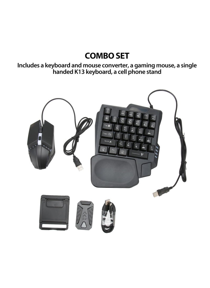 Arabian Gear - 4 In 1 Mobile gaming Combo pack Including Keyboard And Mouse Wired RGB Gaming Mouse 35 Keys Single-Hand Gaming Keyboard P8 Portable Android Keyboard Mouse Converter Combo Mobile Gaming - Image 1