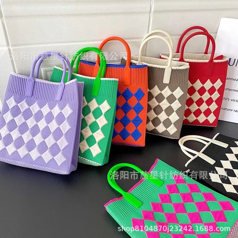 2025 Large Handheld Shoulder Tote Bag Crossbody Knitted Bag Casual Fashion Small Fresh Cute Mobile Phone Bag - Image 2