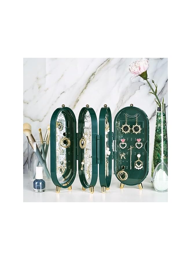 PROMASS Organizer Storage Stand, Women Jewelry Travel Organizer with Mirror, Foldable Dustproof Travel Jewelry Case Organize for Hanging Necklace, Bracelet, Earring - Image 2