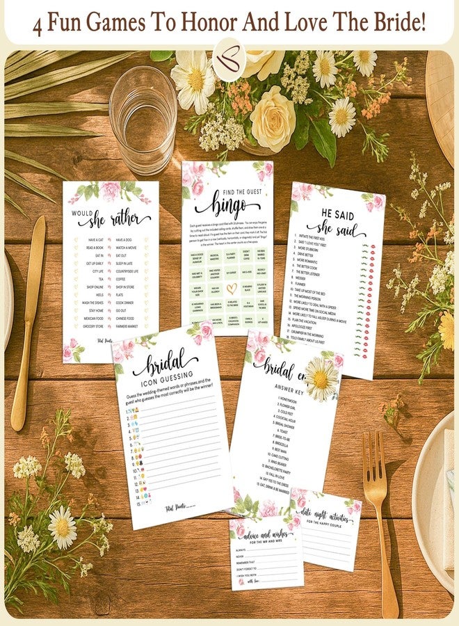 STOFINITY ألعاب حفل توديع العزوبية من ستوفينيتي (30 ضيفًا) - نصائح وأمنيات للعروسين، لعبة بينغو "ابحث عن الضيف"، لعبة "هل تفضلين؟"، لعبة "قال هو قالت هي؟"، أفكار لألعاب الحفلات لتزيين حفل توديع العزوبية. - Image 3