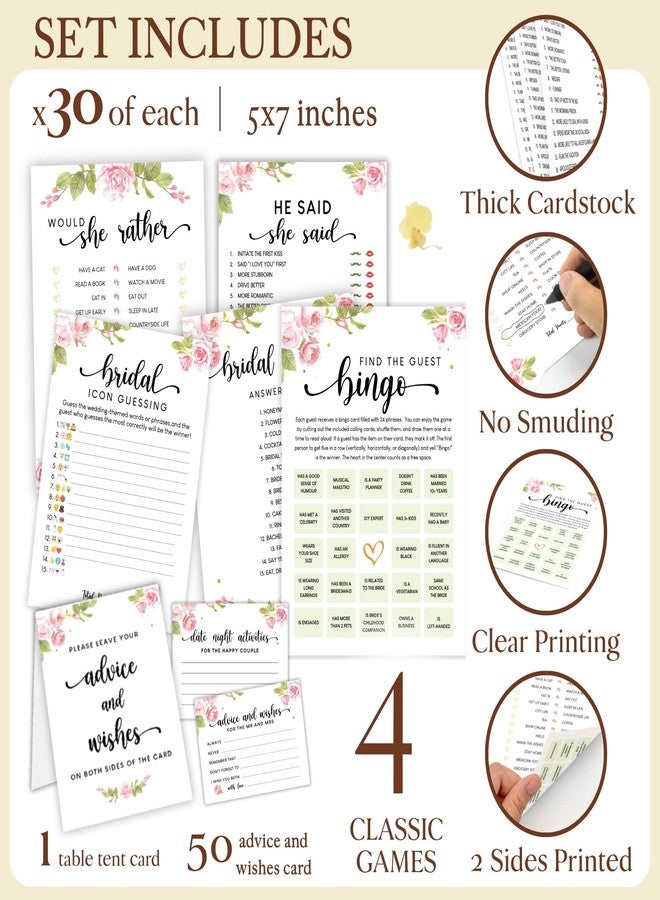 STOFINITY ألعاب حفل توديع العزوبية من ستوفينيتي (30 ضيفًا) - نصائح وأمنيات للعروسين، لعبة بينغو "ابحث عن الضيف"، لعبة "هل تفضلين؟"، لعبة "قال هو قالت هي؟"، أفكار لألعاب الحفلات لتزيين حفل توديع العزوبية. - Image 2