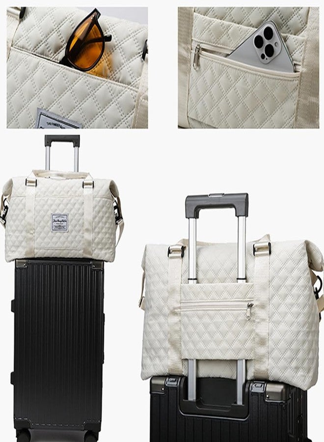 Keoferlo Gym Tote Bags Sports Duffel Bags Carry On Travel Duffel Traveling Weekend Overnight Bags for Women (White) - Image 5