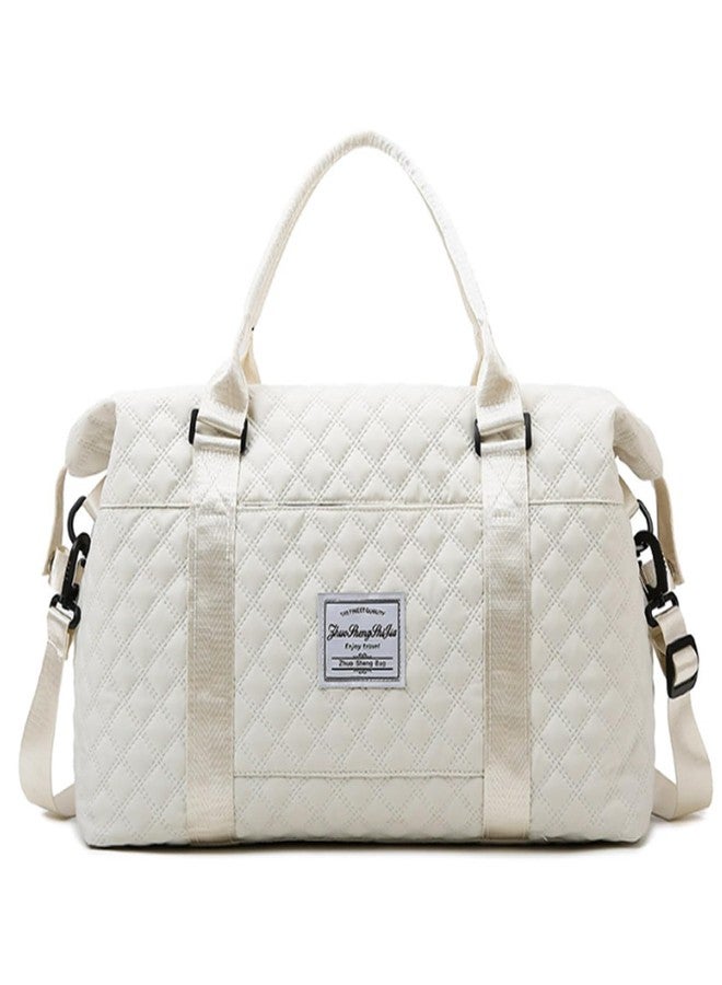 Keoferlo Gym Tote Bags Sports Duffel Bags Carry On Travel Duffel Traveling Weekend Overnight Bags for Women (White) - Image 1
