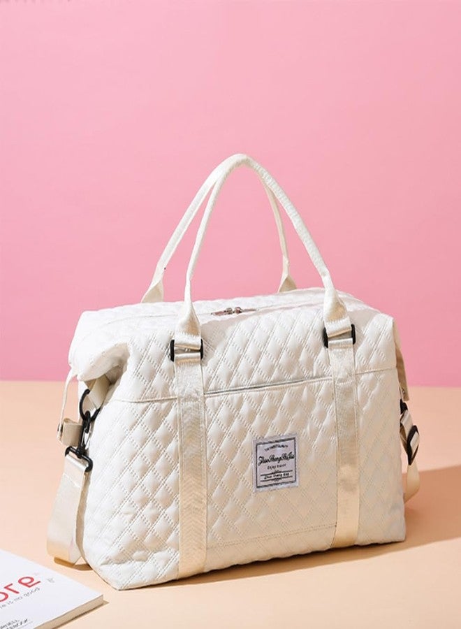 Keoferlo Gym Tote Bags Sports Duffel Bags Carry On Travel Duffel Traveling Weekend Overnight Bags for Women (White) - Image 2