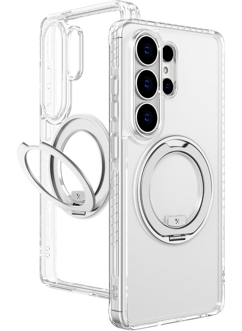 AMAZINGthing حافظة Titan Pro MagSpin لهاتف Samsung Galaxy S26 ULTRA [12 قدم] حماية من السقوط مع قاعدة حلقة دوارة 360° متوافقة مع غلاف MagSafe - شفافة - Image 1