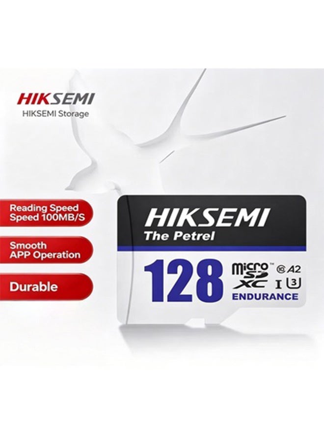 HIKSEMI The Petrel Endurance 128GB Micro SDXC TF Card, A2 V30 U3 Surveillance Memory Card, With Read Speed Up To 100MB/s And Write Speed Up To 60MB/s, Is A Durable Micro SD Card Designed For Security Cameras, Dash Cams, And 4K Recording Devices. - Image 1